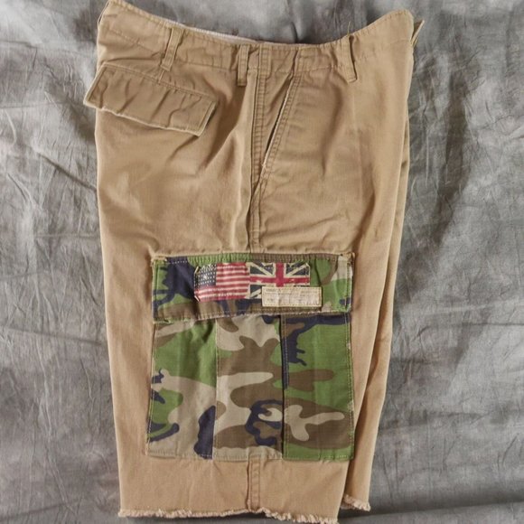 NWOT Denim & Supply Ralph Lauren Khaki W/Camo CARGO SHORTS Men's Size 29 ANB - Picture 3 of 4